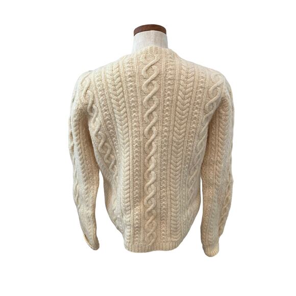 Vintage Cable Knit V Neck Fishermans Sweater Natural - Picture 6 of 7